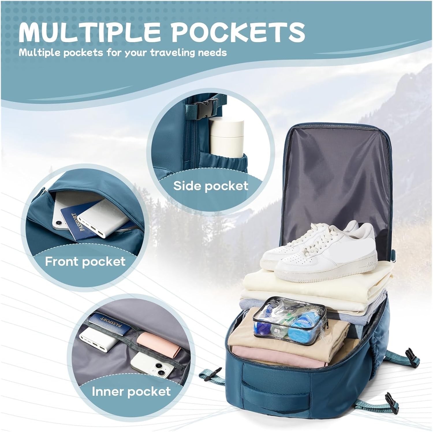Vacuum Compression Backpack Outdoor Travel For Men Vacuum Compression(Blue,Backpack with pump)