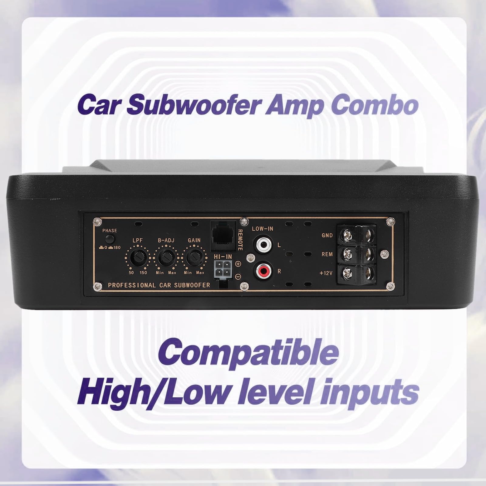 Qqmora Subwoofer Sottile per Auto da 10 Pollici Subwoofer Alimentato Attivo Sotto il Sedile 1200 W di Picco Amplificatore Integrato Custodia in Lega di Alluminio con Kit di