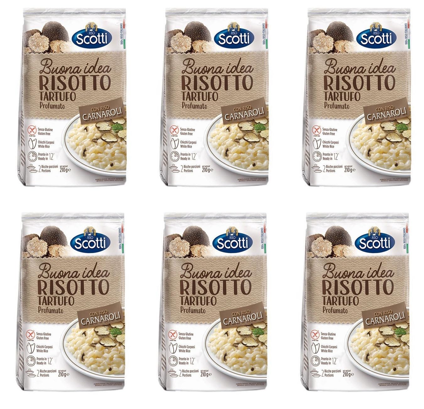 Riso Scotti Buona Idea Risotto Tartufo Profumato - 6 confezioni da 210 g - Senza glutine - Senza conservanti