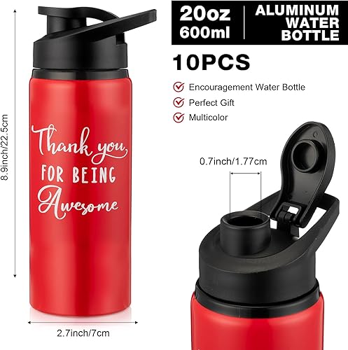 Miniatura 2 de Amyhill Paquete de 10 botellas de agua reutilizables de aluminio, botella de agua para gimnasio, botella de agua deportiva ligera a prueba de fugas,
