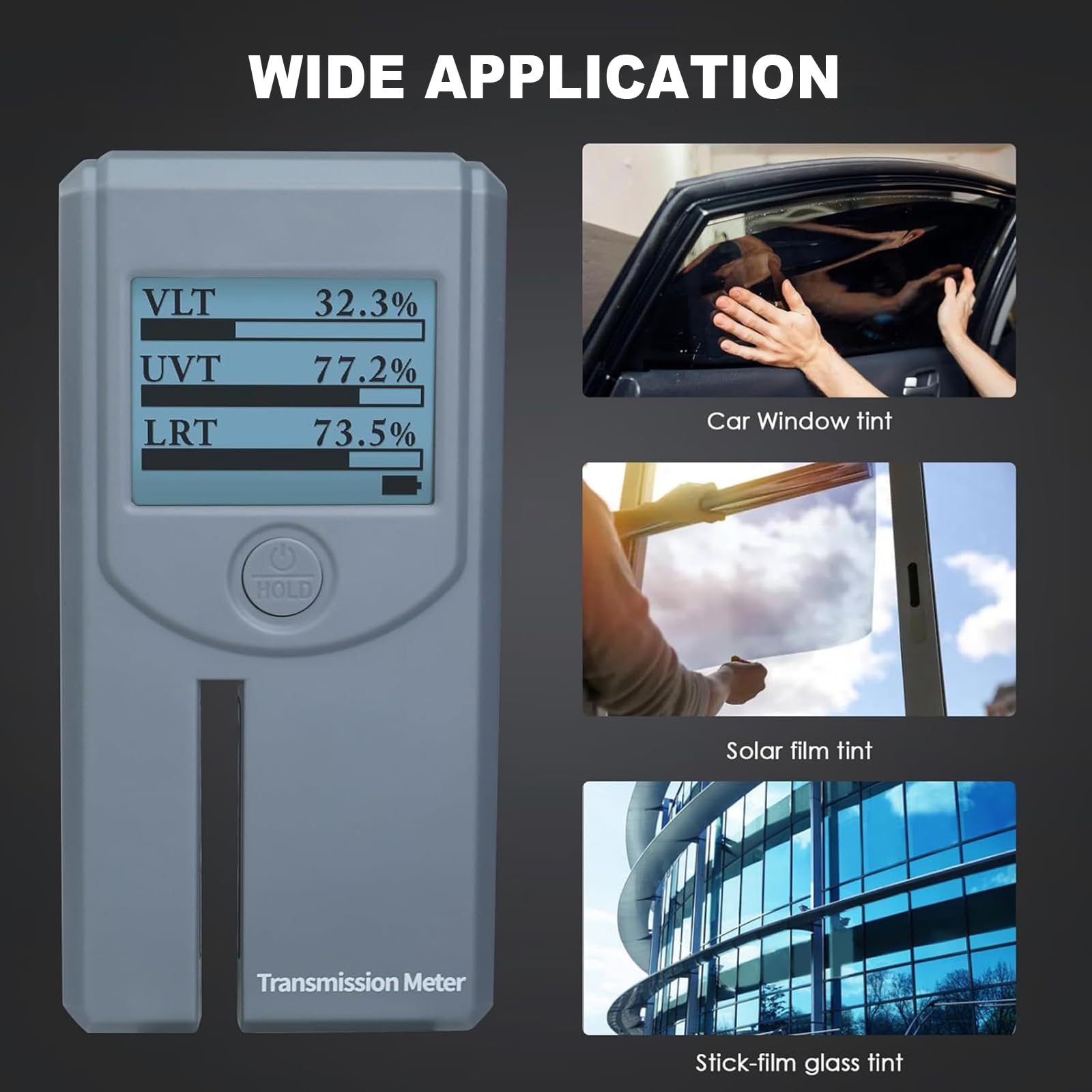 Misuratore Portatile di Oscuramento Vetri, Tester per Oscuramento Vetri, Calibrazione/Rotazione Automatica, Misurazione della Trasmittanza E del Rifiuto VL/UV/IR dei Vetri, Pellicola Solare