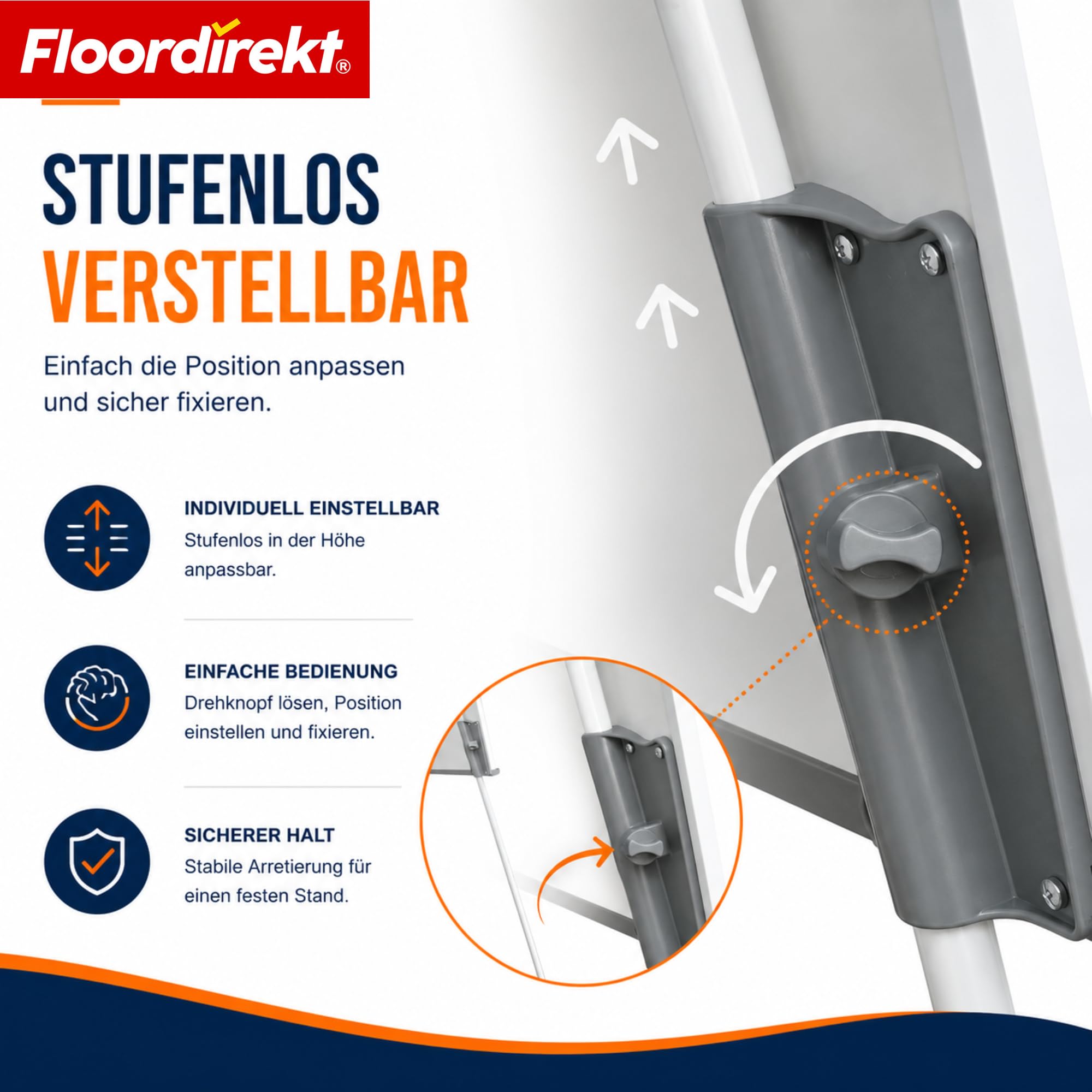 Floordirekt Flipchart mit Dreibein, Blockhalter & Seitenarmen - magnetisch & beschreibbar - freistehend & höhenverstellbar - Whiteboard Tafel Magnettafel - Board mit Ablageschale (Coyote)