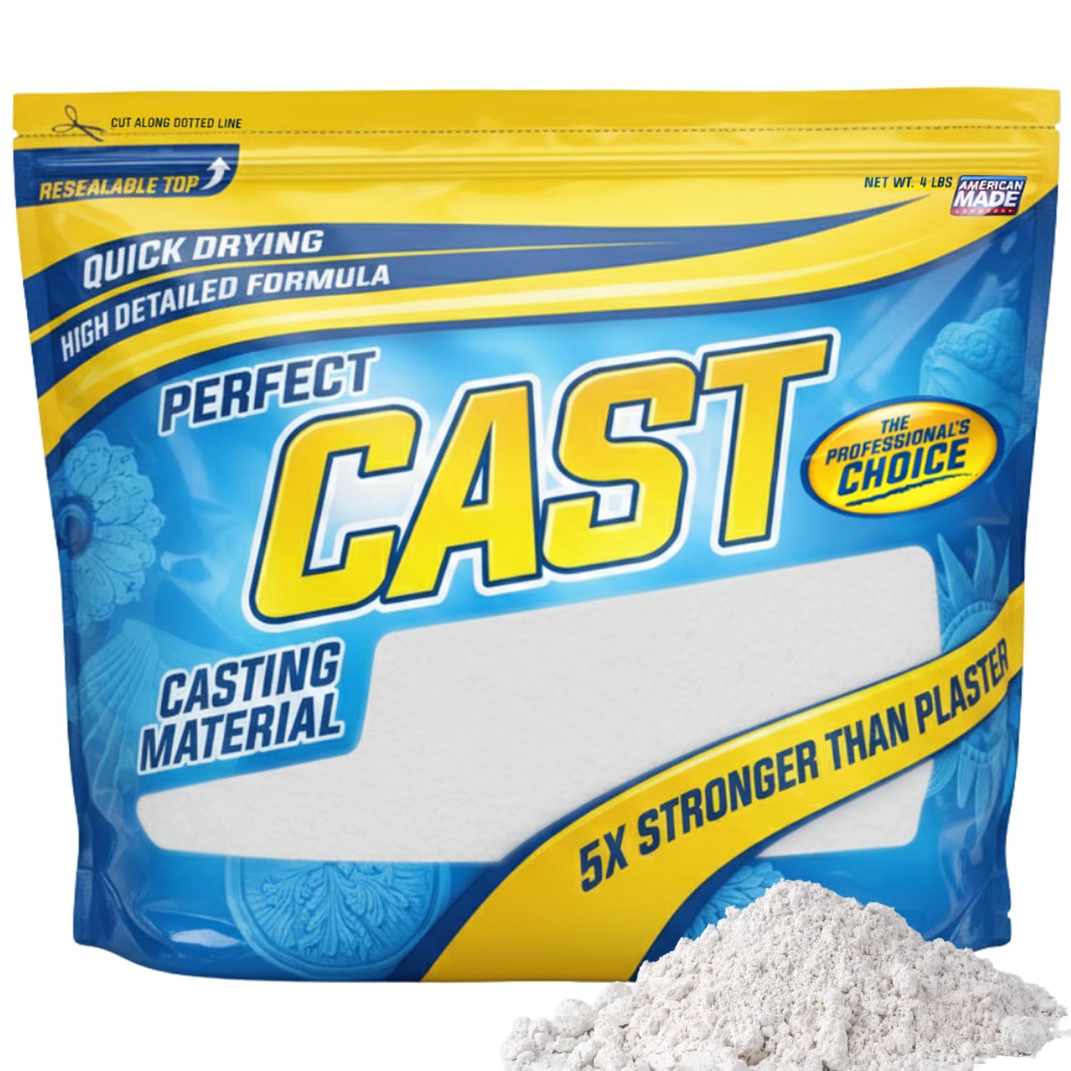Perfect Cast Mold Casting Powder, Fast-Curing, Non-Toxic, Water-Based Material for DIY Sculptures, Jewelry, Crafts & Models, USA Made, 4 lb Bag