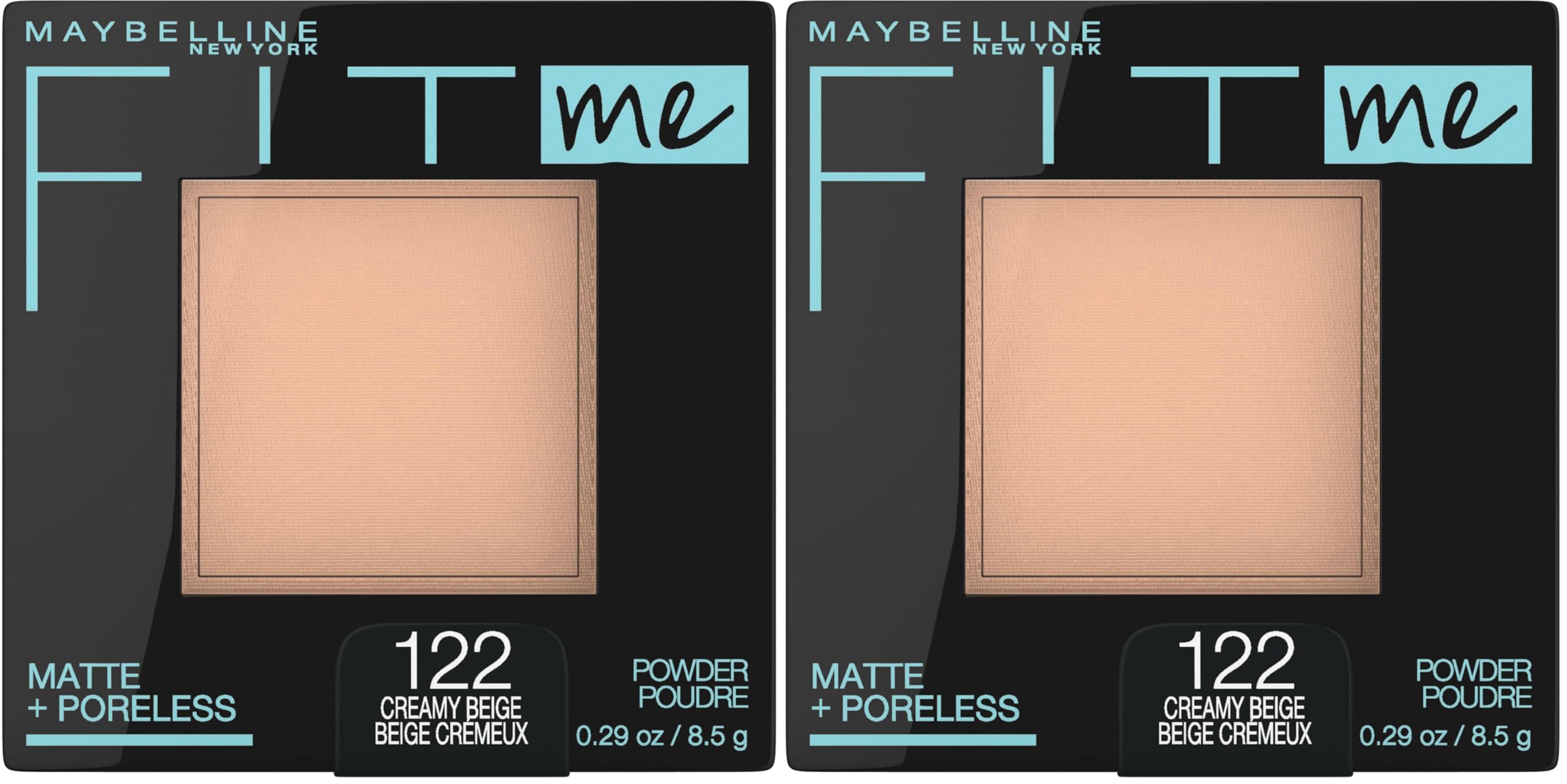 Maybelline Fit Me Matte + Poreless Pressed Face Powder Makeup & Setting Powder, Creamy Beige, 1 Count (Pack of 2)