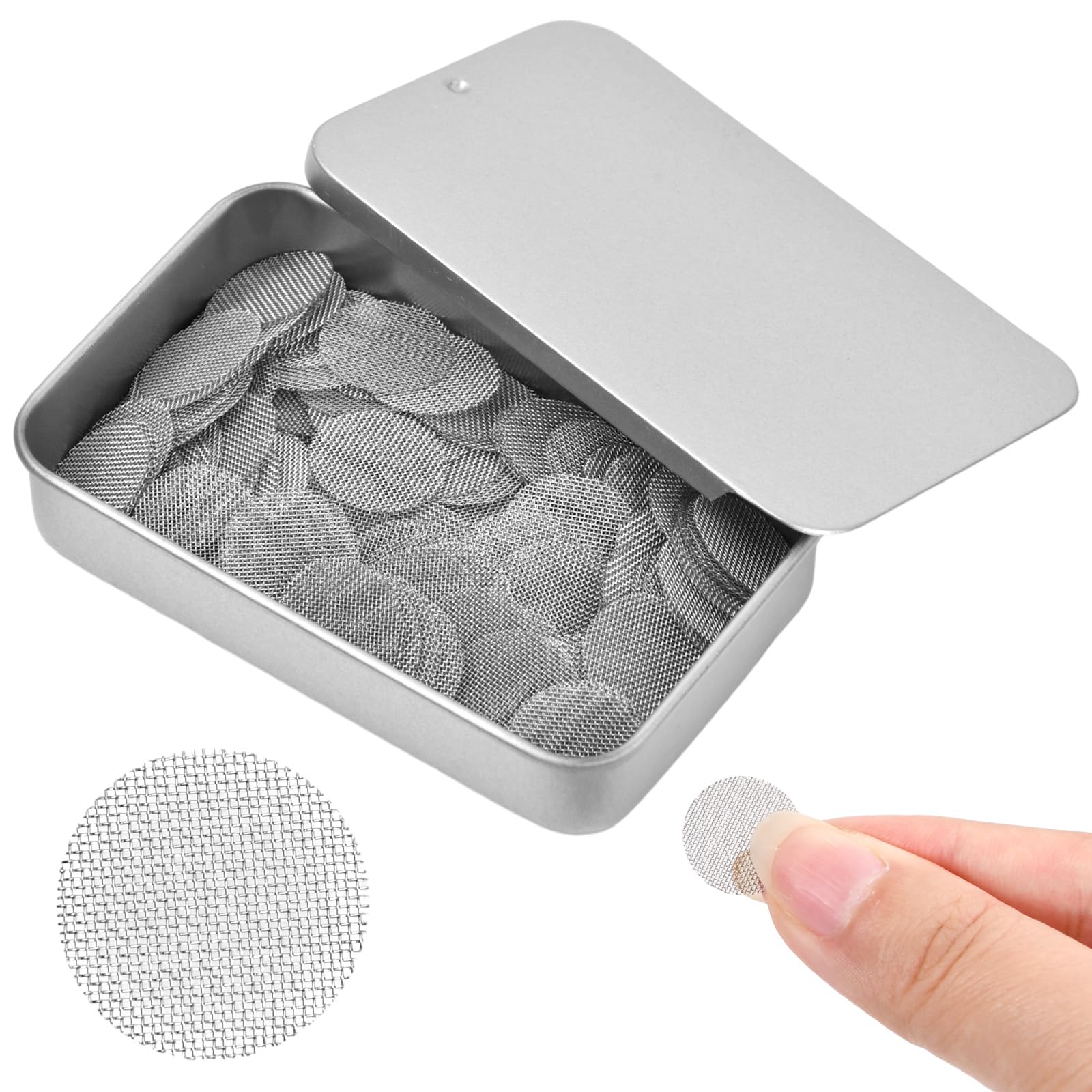 Wisebom 15mm Tube Filters 200Pcs Smoke Screens Filters Screen Filters Stainless Steel Tube Smoking Screens Screen Filters Tube with Storage Box