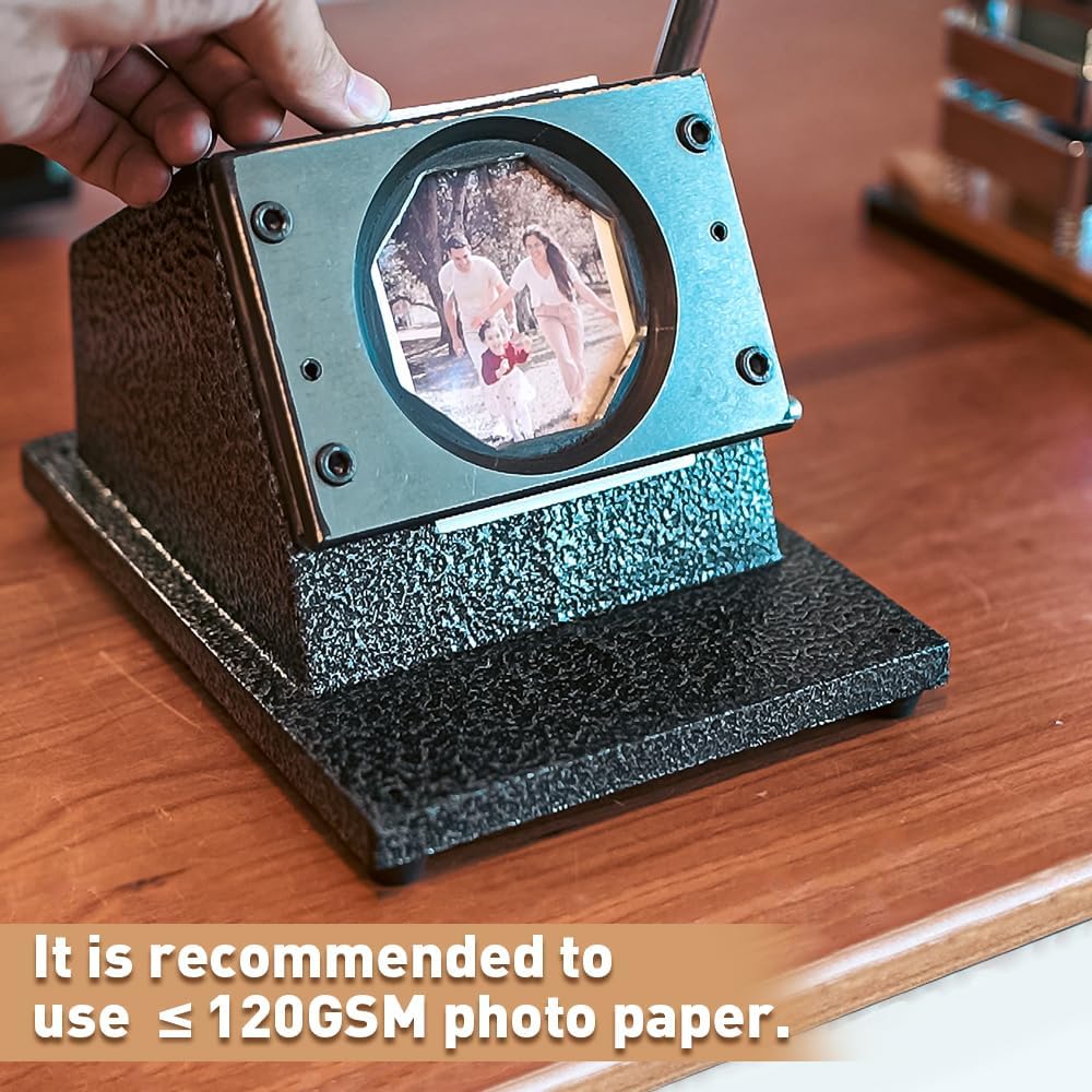 DIY Photo Fridge Magnet Maker Kit – Press Machine, Paper Cutter, 200 Supplies (Make Badge Pins, Fridge & Locker Magnets) for Home & Commercial Use (2x2 Inch)