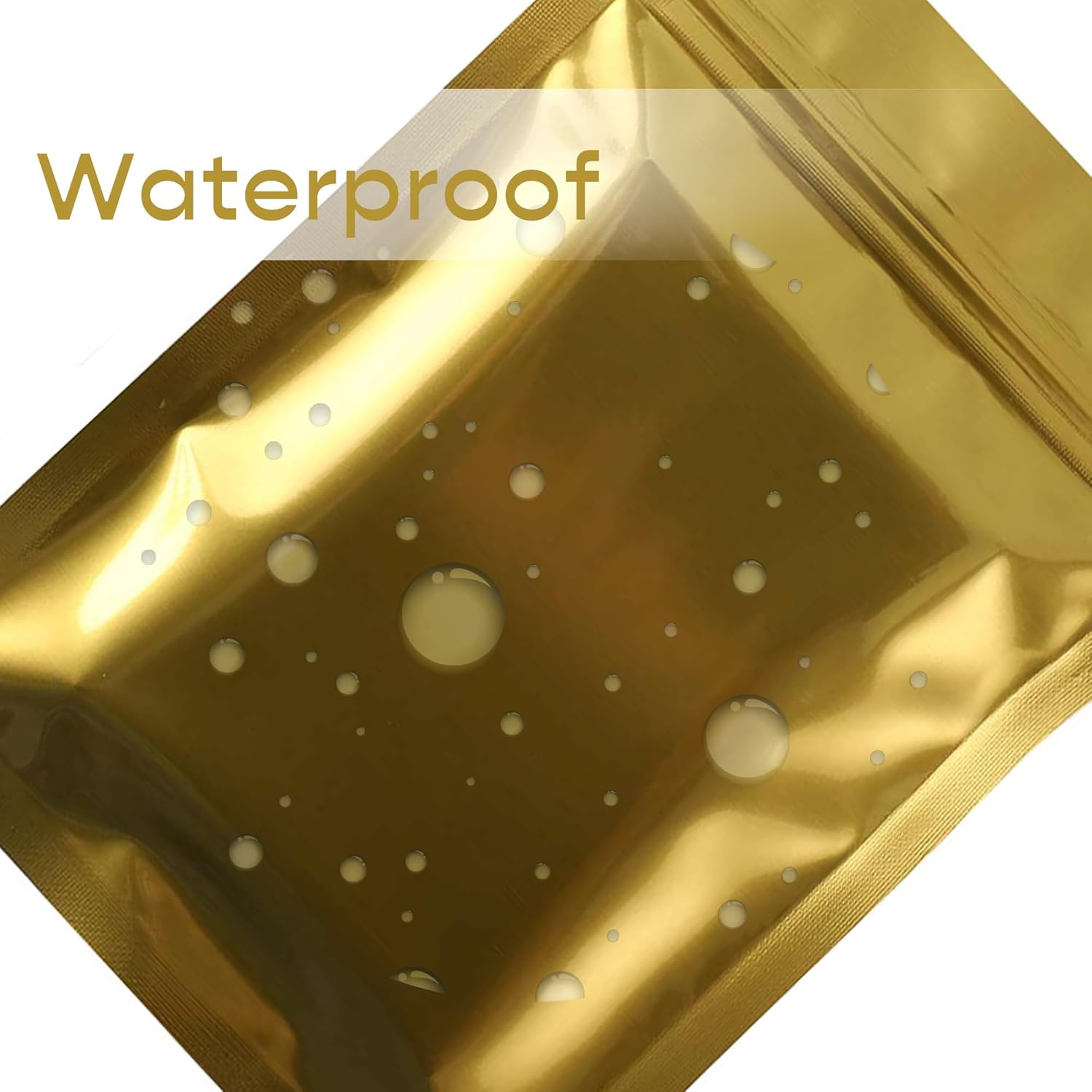 Double-Sided Glossy Gold Resealable Zipper Seal Lock Packaging Flat Smell Proof Bags for Small Business, Home Use, Food Packaging, Beauty Storage Bags (500, 2.36 inch x 3.54 inch)