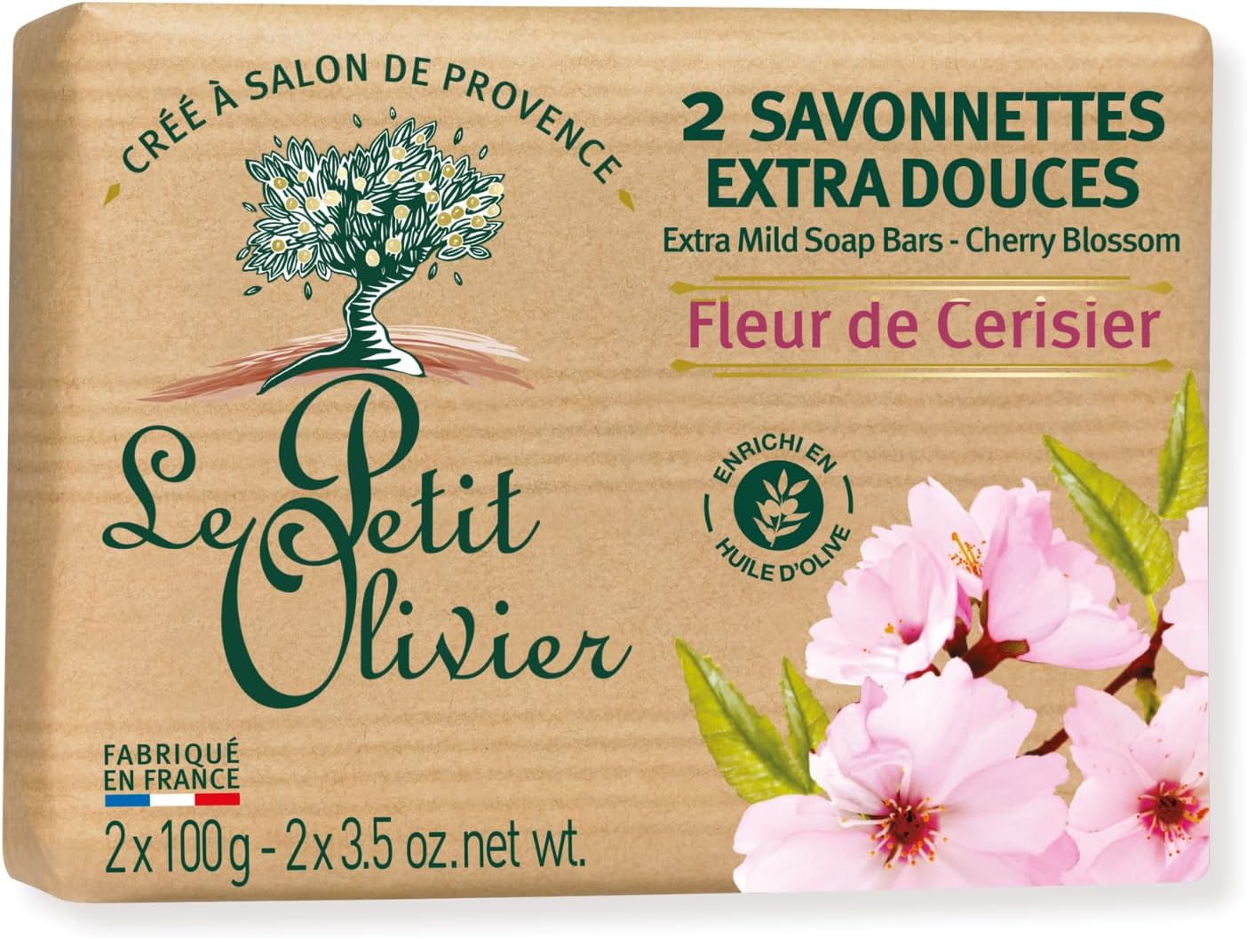 Extra Mild Soap - Cherry Blossom - Gently Cleanses Skin - Delicately Perfumed - Vegetable Origin Based - 2 pc