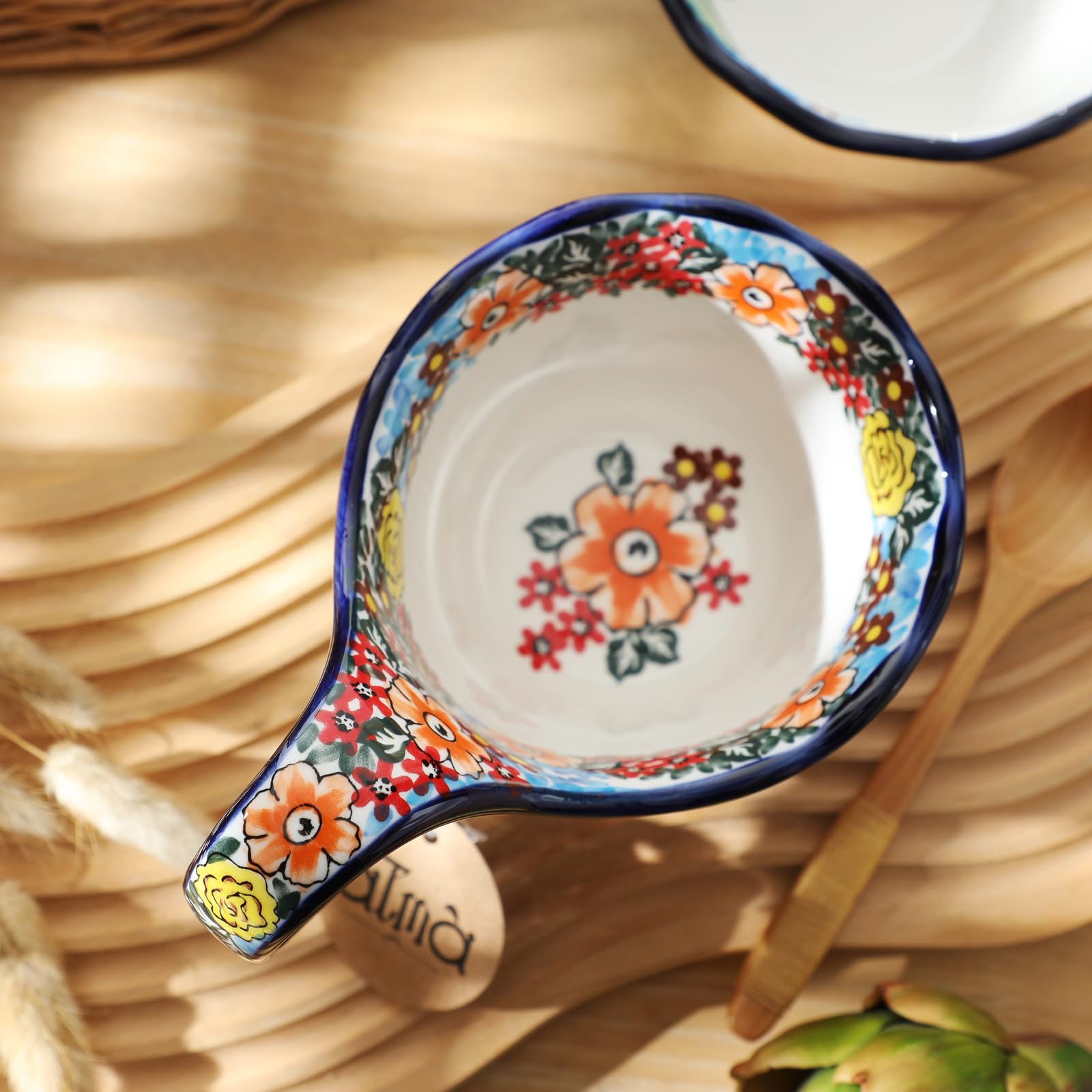 Amazon.com: ALMA Handpainted Soup Bowl with Handle, 18.6oz Ceramic