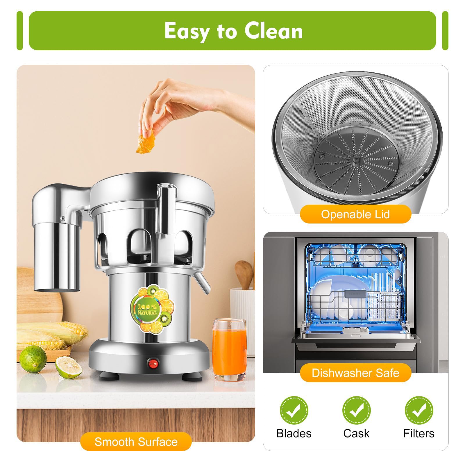 MIAOXIAOLONG Extracteur De Jus Professionnel, Centrifugeuse, 2800 TR/Min, Extracteur De Jus Robuste, pour Jus De Fruits Et Légumes, pour Jus De Fruits, Restaurants Et Hôtels B3000(370W)
