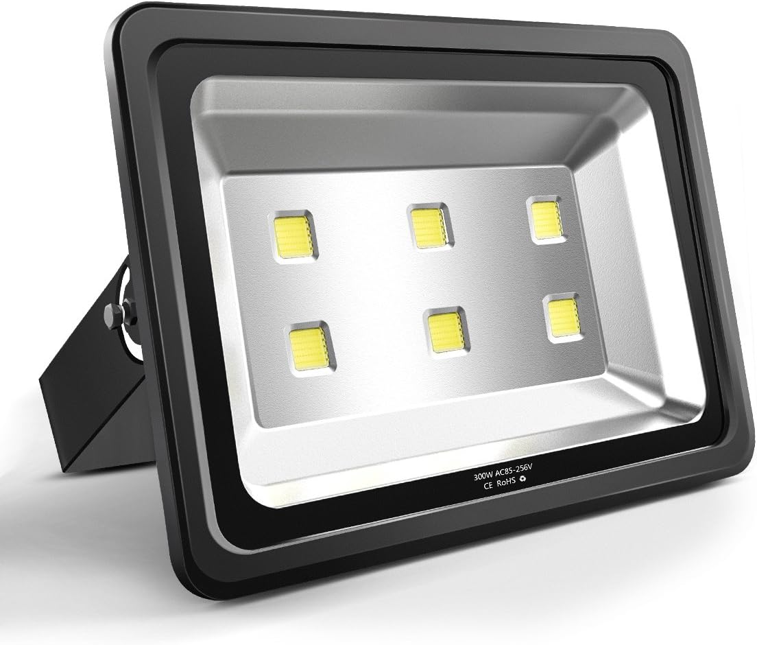 Led Flood Light, Super Bright 300W Light High Power 6led LED Chips Indoor Outdoor Led Flood Light White 6000K Light& Waterproof IP65 Security Light for Garden Yard Party Playground 85-265V