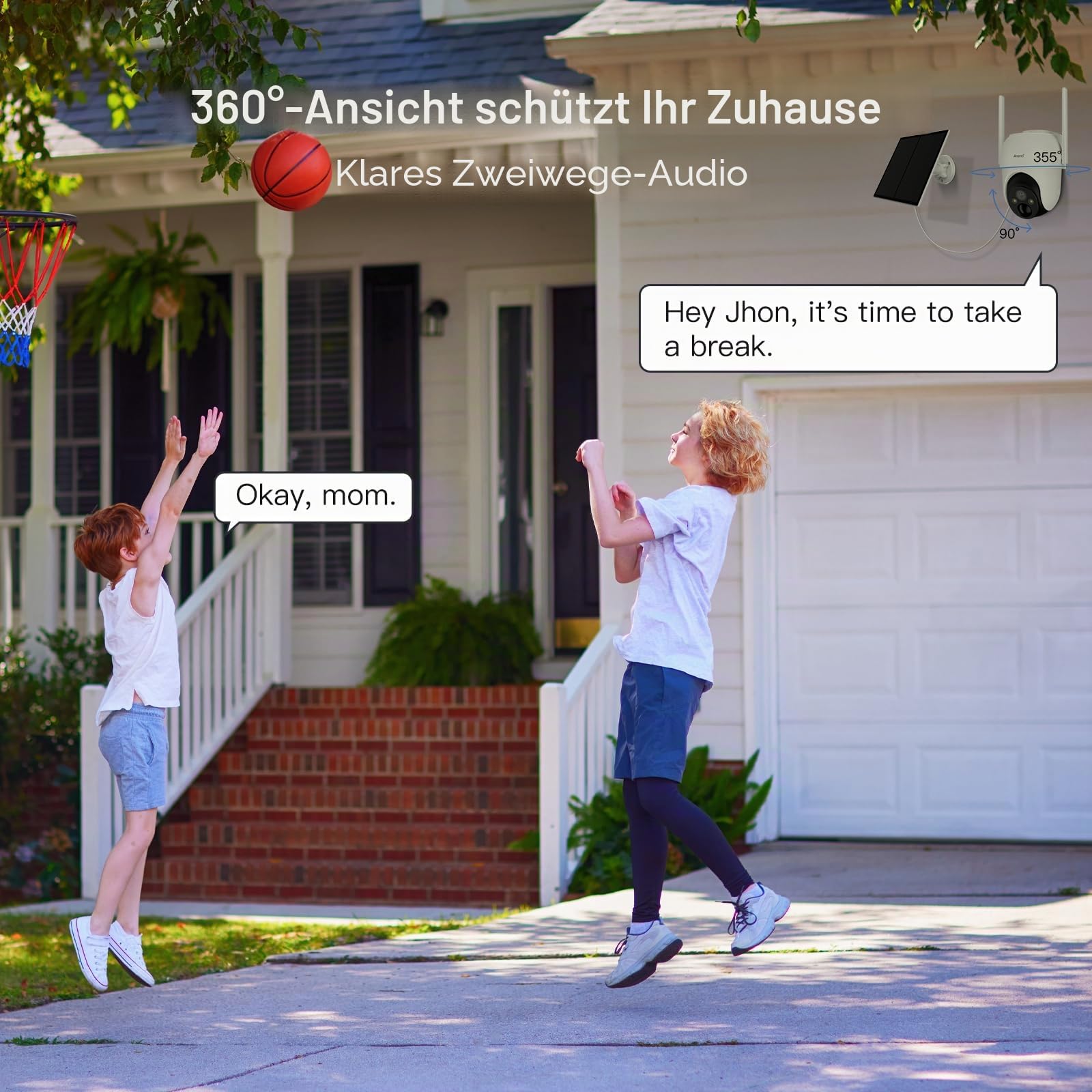 ARENTI 2K/3MP Überwachungskamera Aussen Akku mit Solar, PTZ 360° WLAN Kamera Überwachung Aussen, 100% Kabellos, Farbige Nachtsicht, PIR-Bewegungssensor, 2-Wege-Audio, Spotlight&Sirene