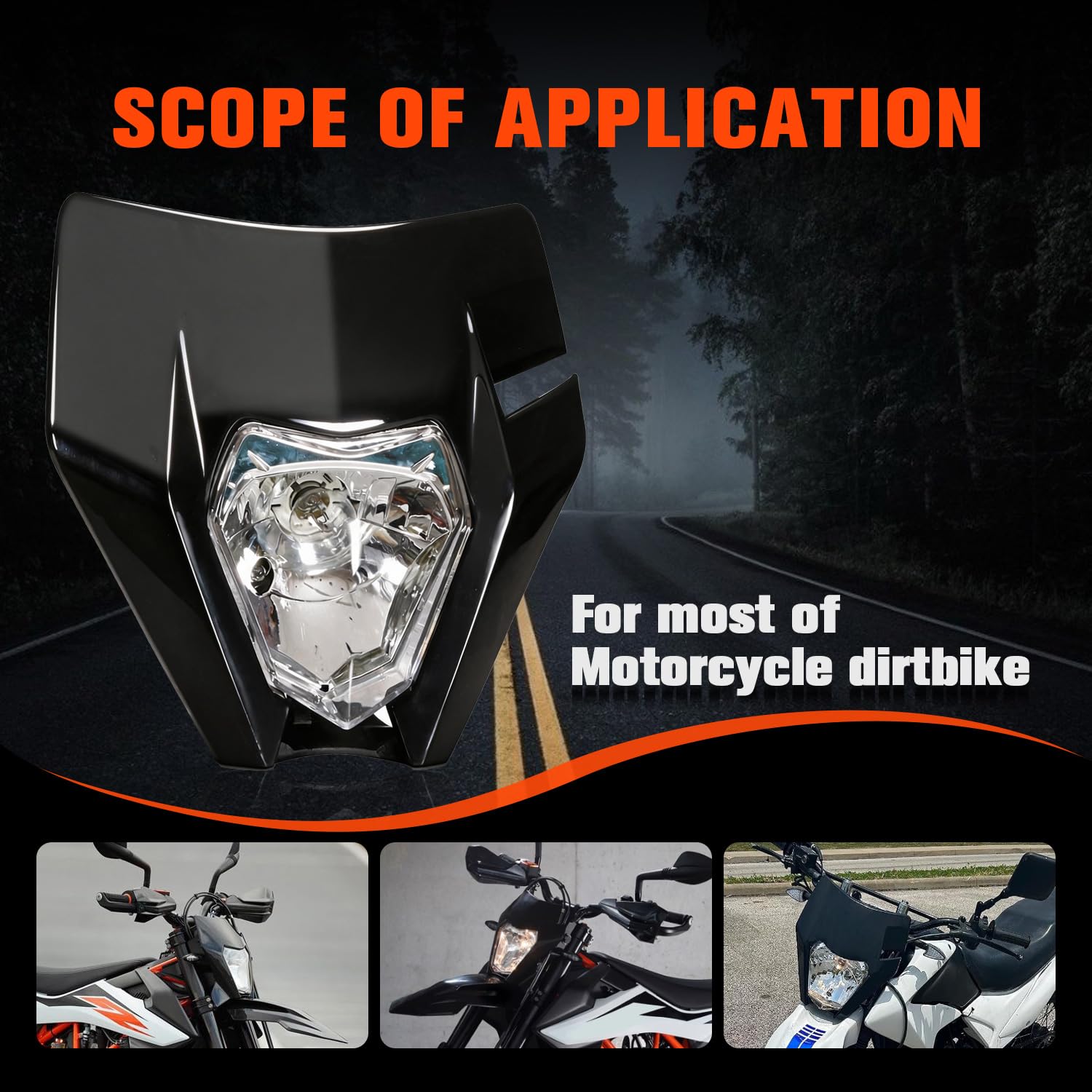 JFG RACING Faro Anteriore LED Per Moto EC250 EC300 EC350 (2019-2023) – Nero, Super Luminoso E Resistente