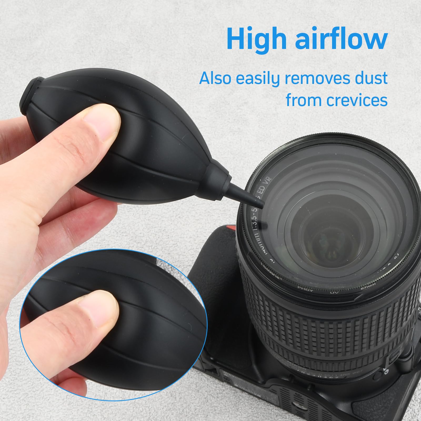 RapidbokSoplador de Aire de Silicona Suave, Mini Fuelle Profesional,Dust Air Blower Cleaner, Limpiador de Aire a presión para cámaras, Soplador de Aire Blaster de Polvo para Digitales, DSLR, Negro