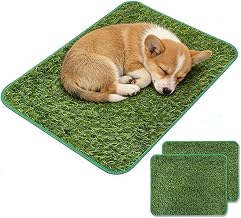 Toilet for Dogs 2 Pieces Artificial Grass 58.5 x 46 cm Fast Drainage, Grass Dog Pee Roll Up Washable Pipican for Dogs at Home Balcony