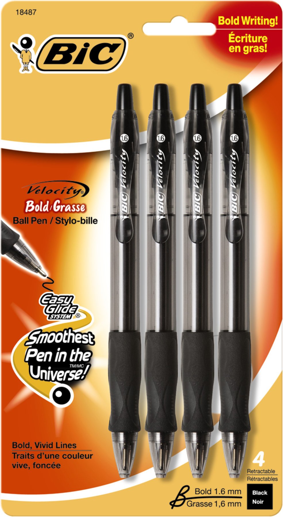 4 Count Velocity Bold Ball Pen in Black [Set of 6]