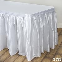 Vista 2 de Efavormart - Falda de mesa de satén plisada blanca de 17 pies