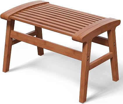 Bamboo Shower Chair for Inside Shower, Non-Slip Bathroom Stool, 350 lbs