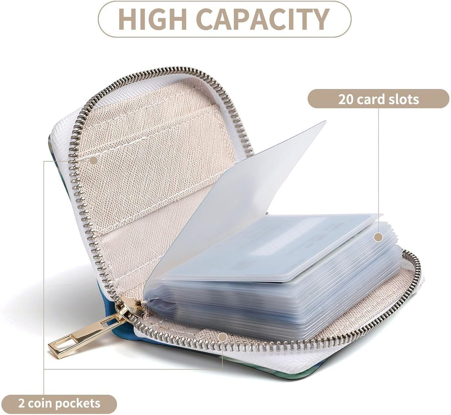 Cute Peacock Card Holder RFID Blocking,Credit Card Wallet for Women And Men,Card Case Organizer Bag with Zipper