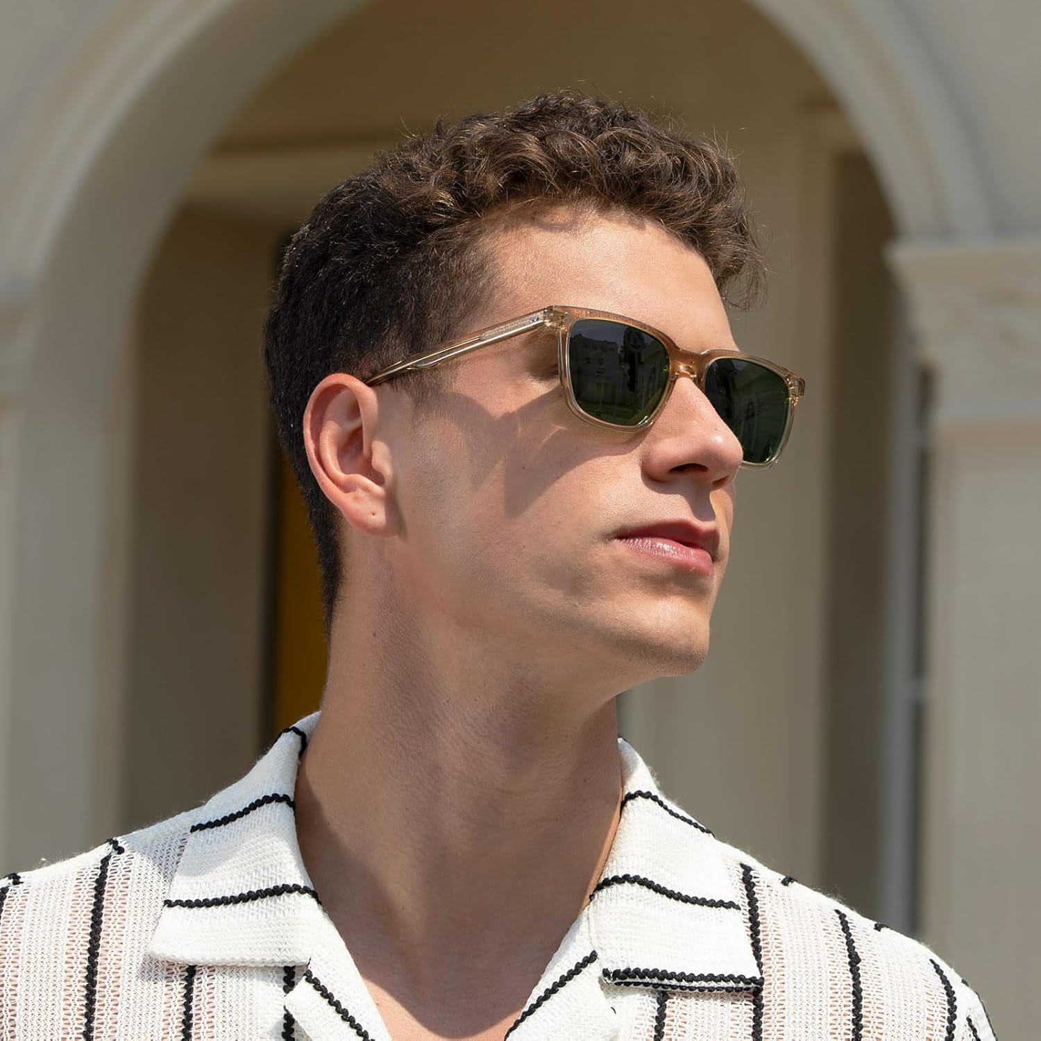 CARFIA Acetate Polarized Sunglasses for Men UV400 Protection Classic Retro Square Shades Driving Glasses