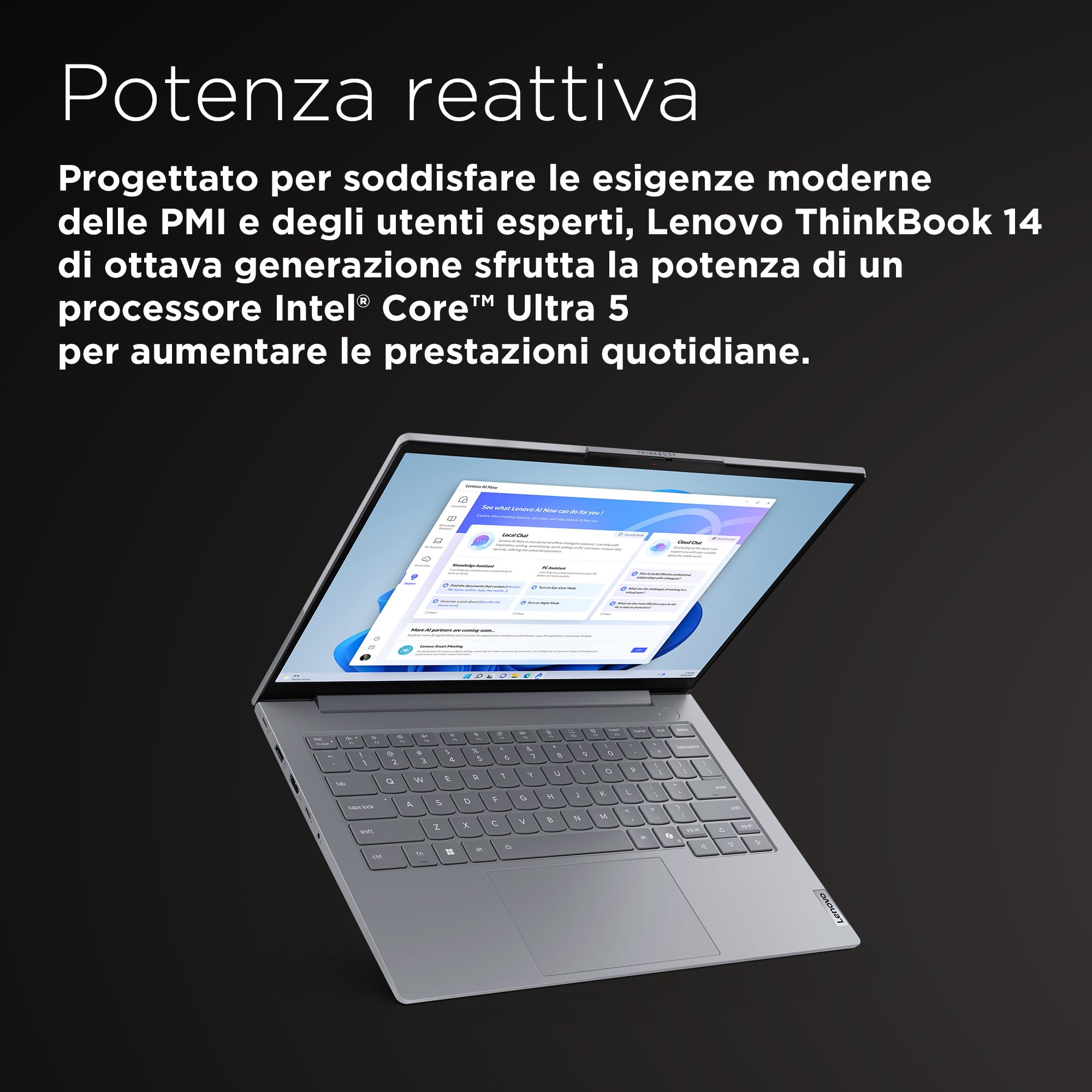 Lenovo - Notebook 14 Zoll ThinkBook 14 Gen 8, professioneller PC Windows 11 Pro, Intel Core Ultra 7 255H, RAM 16 GB DDR5, 512 GB SSD NVMe, Laptop AI Boost, Dolby Audio Computer, Webcam FHD IR
