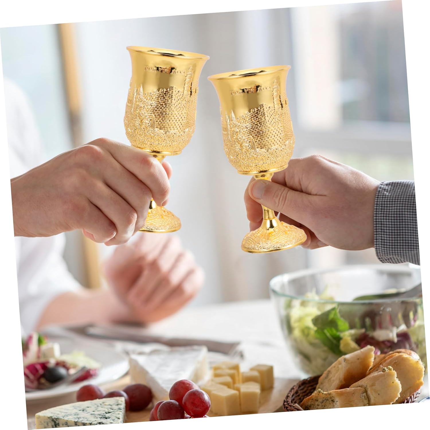 PRETYZOOM Elegant Metal Cup Set with Saucer for Shabbat and Passover Celebrations Unique Judaica Holiday Gift Vintage Design for Memorable Gatherings