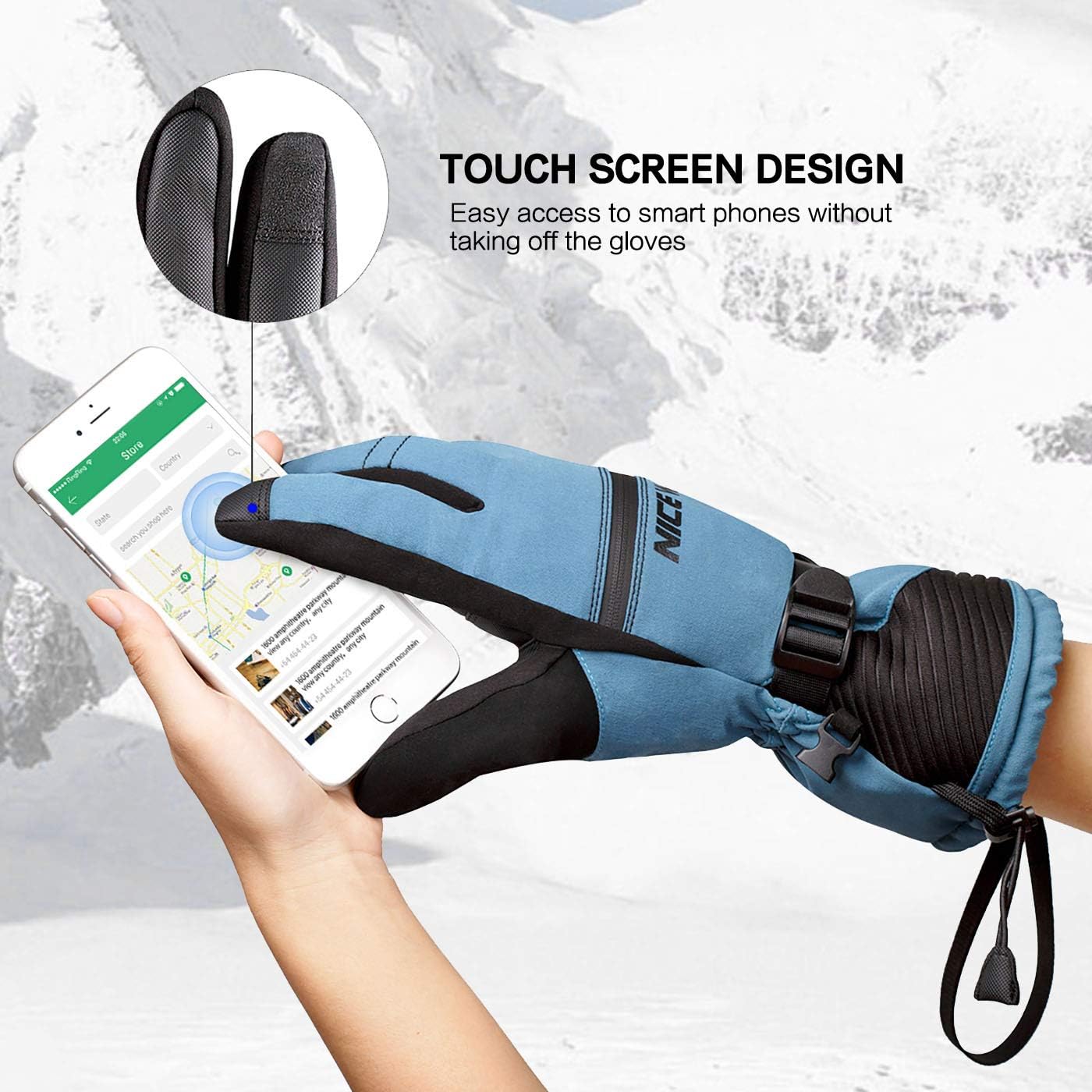 Windproof Winter Ski Gloves for Men Women Warm Winter Cold Weather Gloves for Outdoor Sports Skiing Snowboarding Shoveling Snow XS : Clothing, Shoes & Jewelry