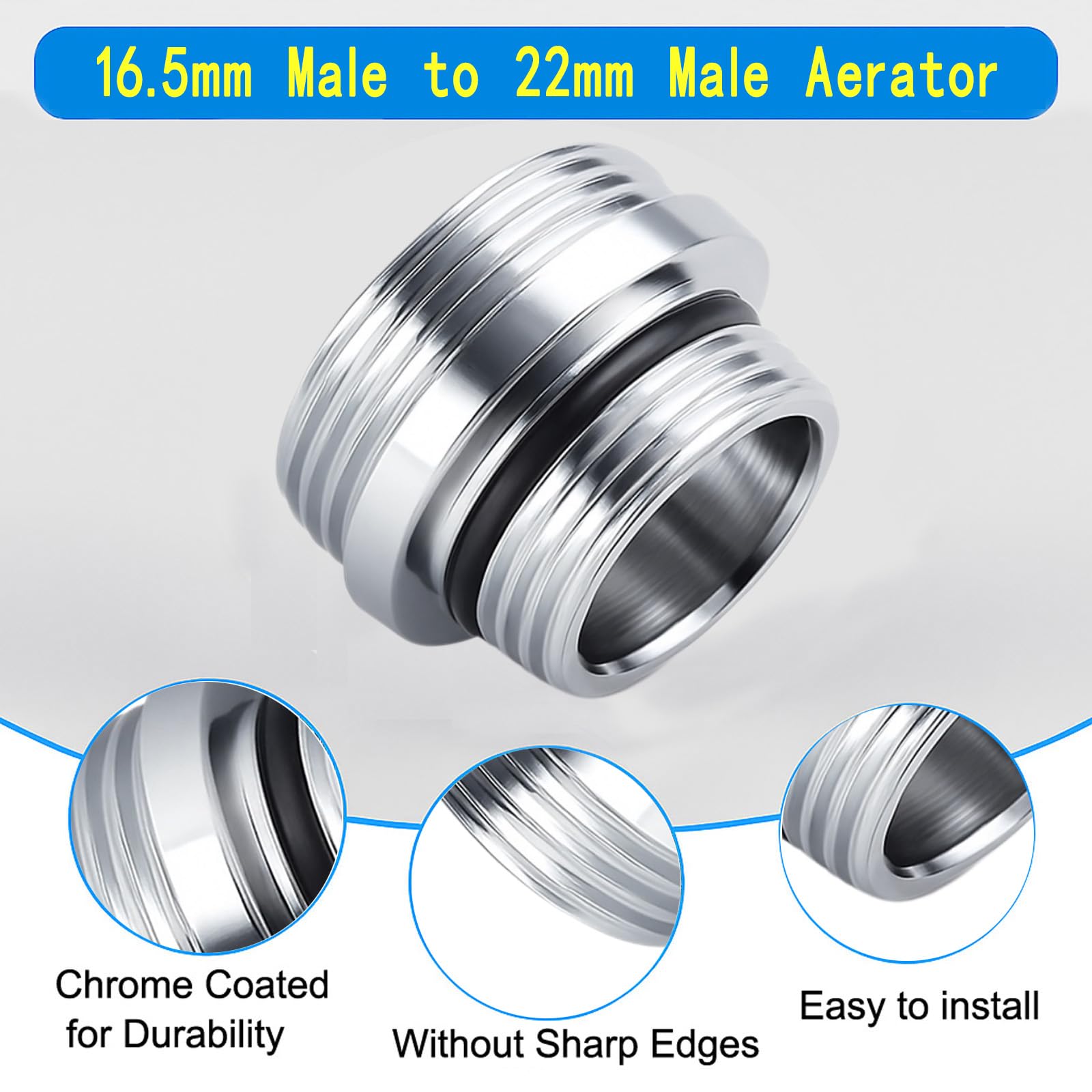 Lot de 2 adaptateurs de robinet de 16 mm à 22 mm pour purificateur d'eau de salle de bain, cuisine, purificateur d'eau Lot de 2 adaptateurs de robinet de 16 mm à 22 mm pour purificateur d'eau de salle de bain, cuisine, purificateur d'eau