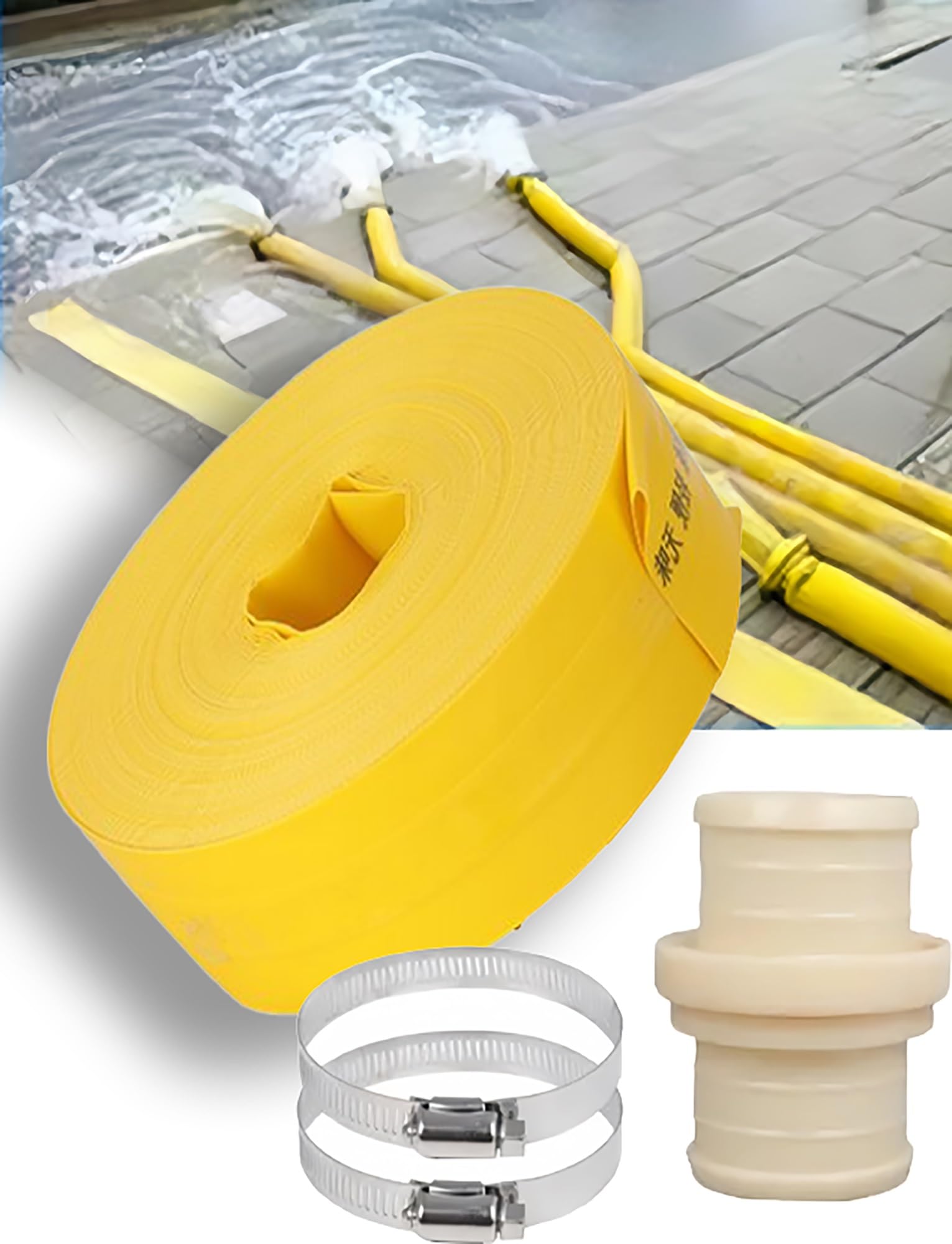 Tubo de manguera para descarga en plano, Manguera de descarga Layflat 33 pies 1-8 pulgadas for bombas agua sumergibles(1.5in)