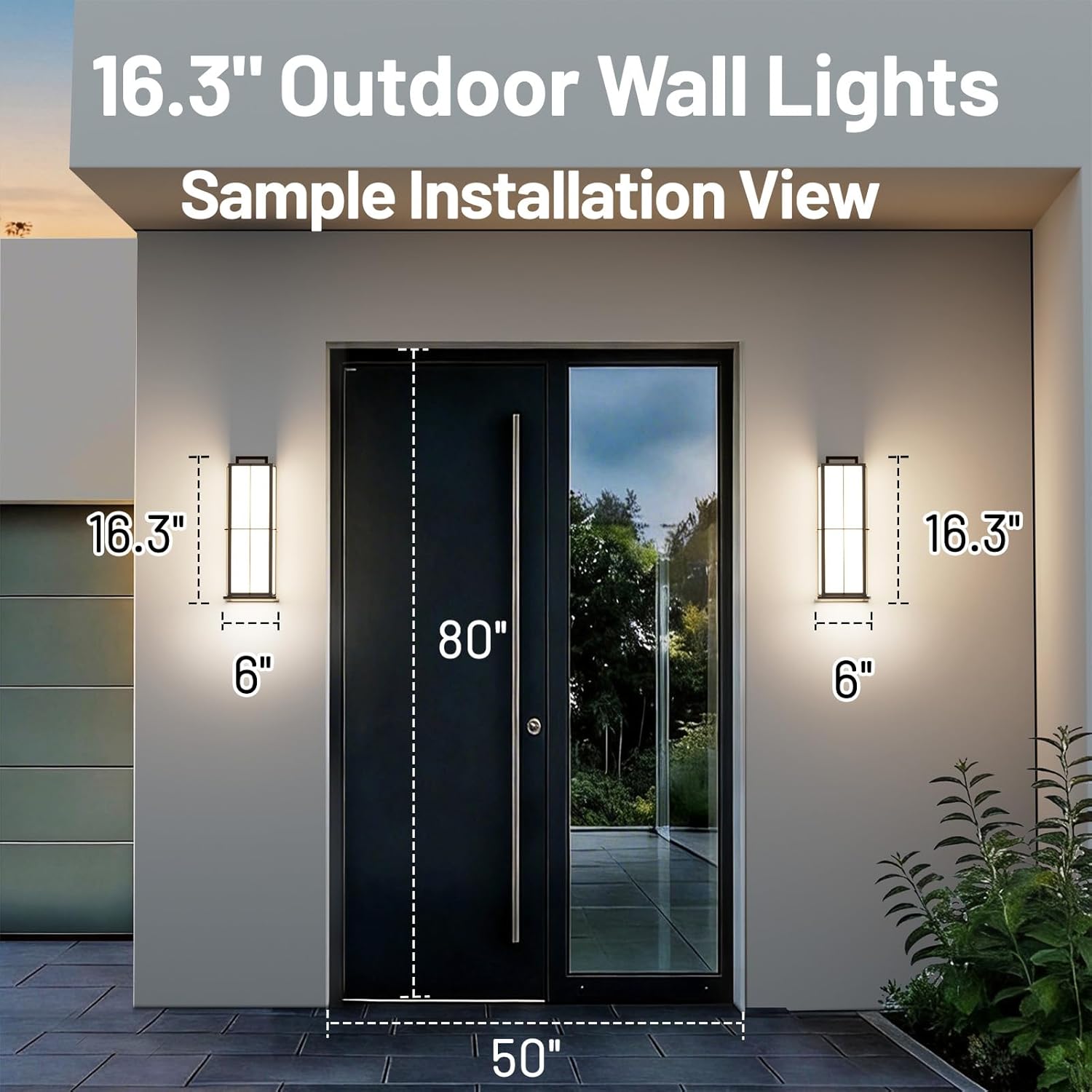 LED Outdoor Wall Lights, 16" Modern Dimmable Outdoor Light Fixture, 3000K Exterior Wall-Mounted Sconce for House, IP65 Waterproof Exterior Lights for Patio, Front Porch, Garage & Entryway