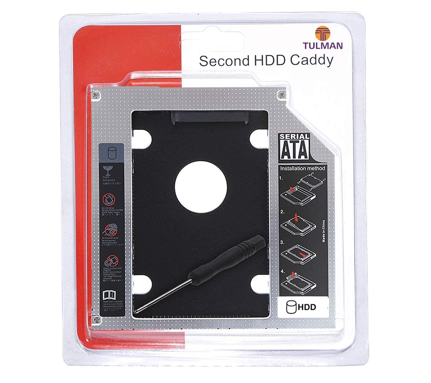 wistar universal 9.5mm sata to sata 2nd ssd hdd hard drive caddy adapter tray enclosures for dell hp lenovo thinkpad acer gateway asus sony samsung msi laptop (9.5mm universal caddy)