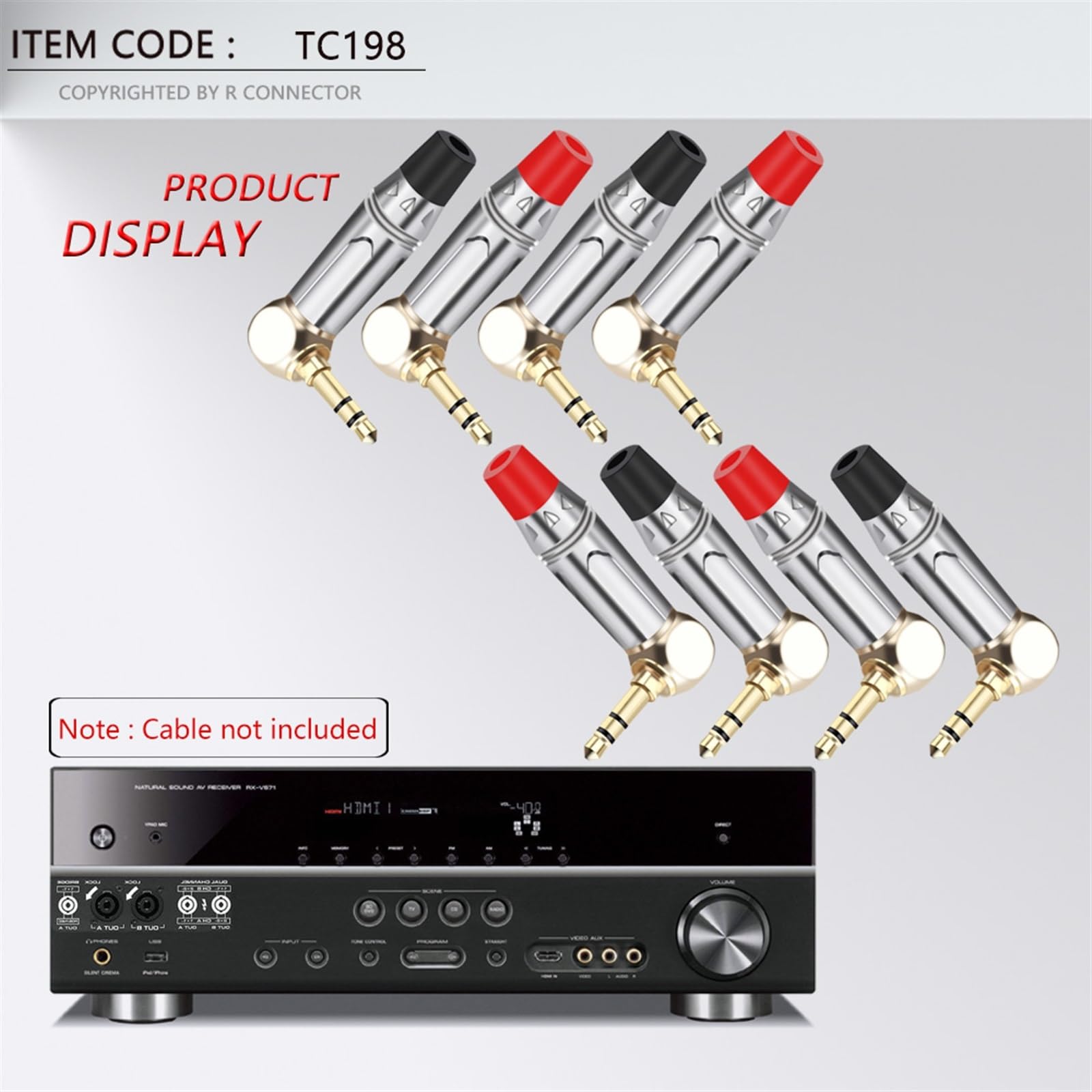 10 Uds forma de L 90 grados 3,5mm 3 polos conector macho estéreo ángulo recto conector de tubo de aleación de Zinc conector Jack de auriculares for soldar(Red Tube)