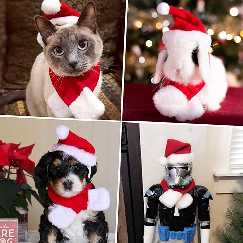 Miniatura 6 de Traje de ropa de Navidad para mascotas, accesorio ajustable de Navidad para gatos, ropa de perro y gato para Navidad, color rojo