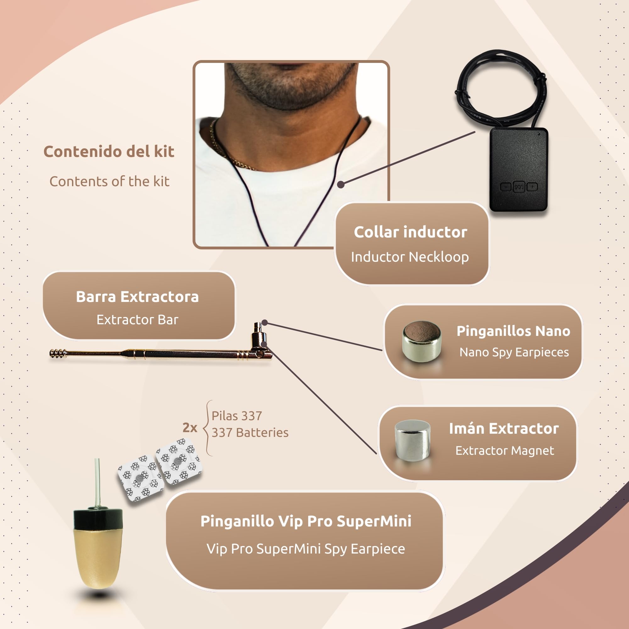 PingaOculto Pinganillo Examenes gsm Oculto Iman Mini Invisible para SIM con Microfono - Auriculares Invisibles Espia Inalambrico para Copiar en Examen (Pinganillo Imán V7 + VIP Pro Supermini)