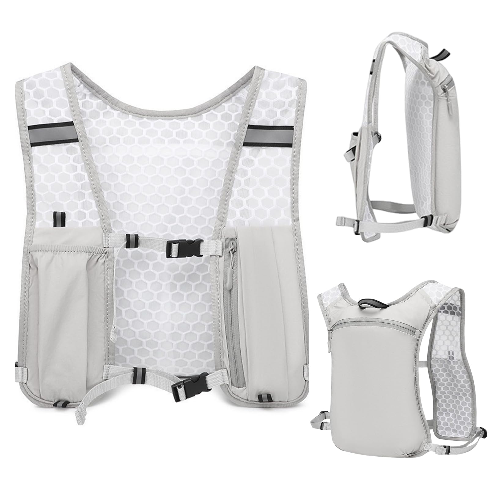Running Vest for Women Men Lightweight Hydration Backpack Adjustable Chest Straps Breathable Running Backpack for Climbing Hiking Cycling Trail — view 8