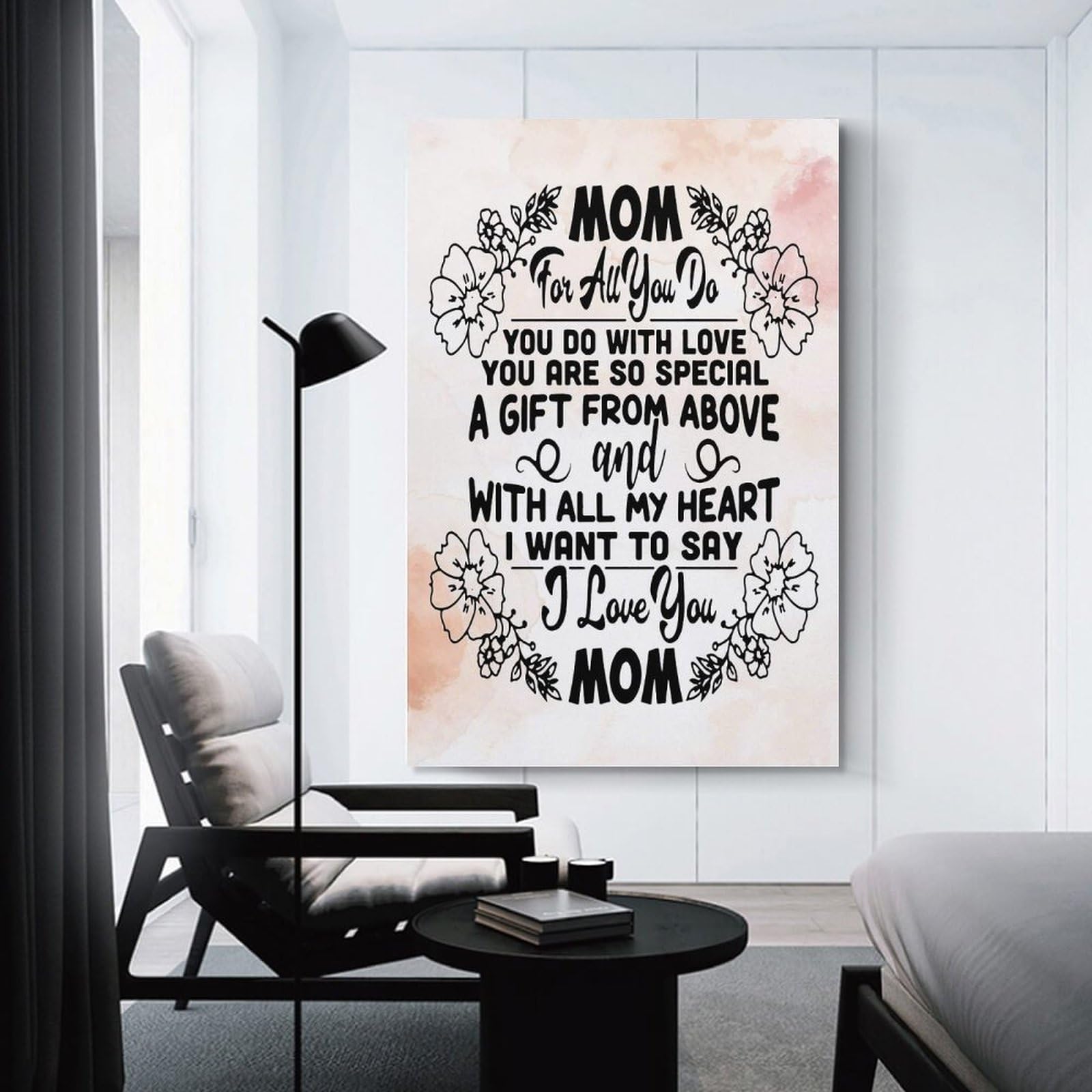 Junmoney Canvas Art Print To My Mom I Love You, 24x36inch(60x90cm), for New Homes, Bedrooms Or Workspaces, Thoughtful Wall Decor for Art Lovers