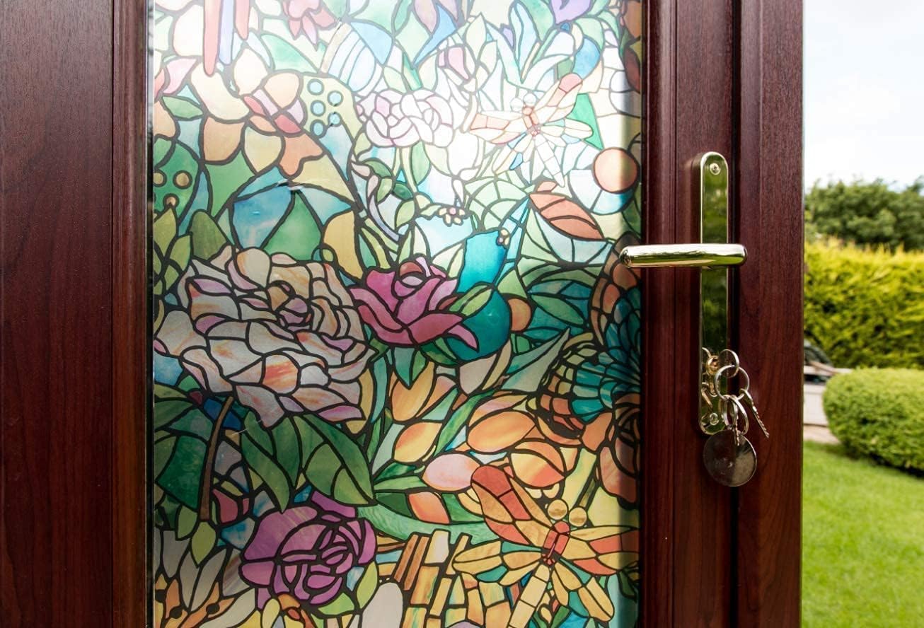 d-c-fix 346-0647 Self-Adhesive Privacy Glass Window Film, Spring Chapel/Tulia, 17" x 78" Roll