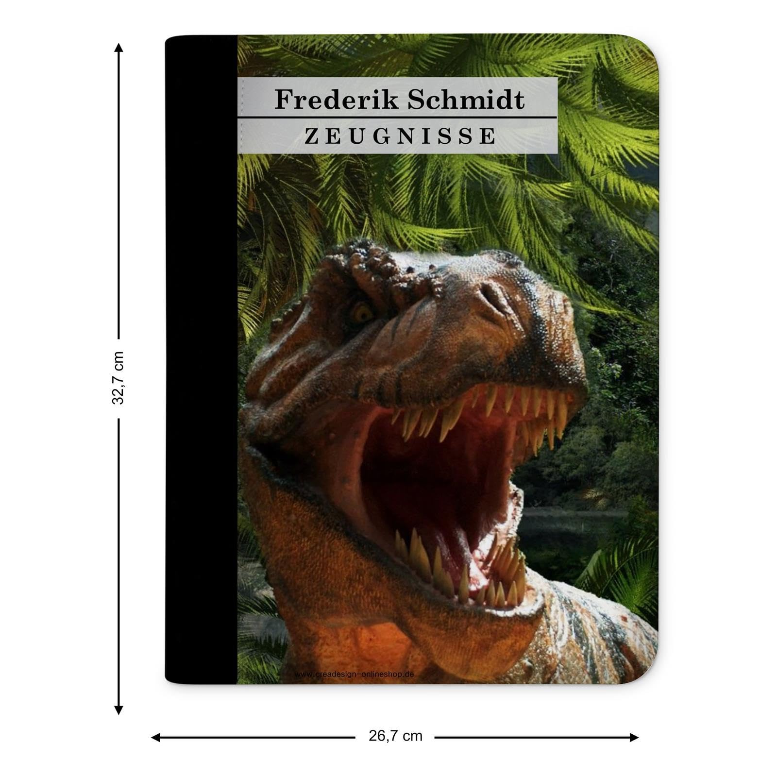 Zeugnismappe A4 mit Namen personalisiert – T-Rex – für Jungen – Dokumentenmappe Schule ohne Klarsichthüllen