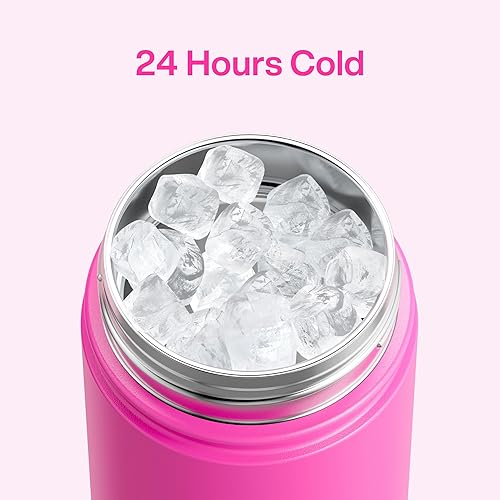 Miniatura 729 de ENCOOL Botella de agua aislada con popote, de acero inoxidable, a prueba de fugas, sin BPA, al vacío de doble pared que se mantiene fría durante 24