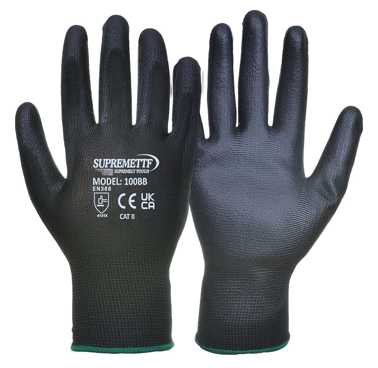 Supreme TTF Pack of 12 or 240 Work and Gardening Gloves, Safety Gloves, Black Nylon PU Coated Workwear Gloves for Builder, Gardener, Mechanic, Construction, Warehouse etc (240, LARGE-9)