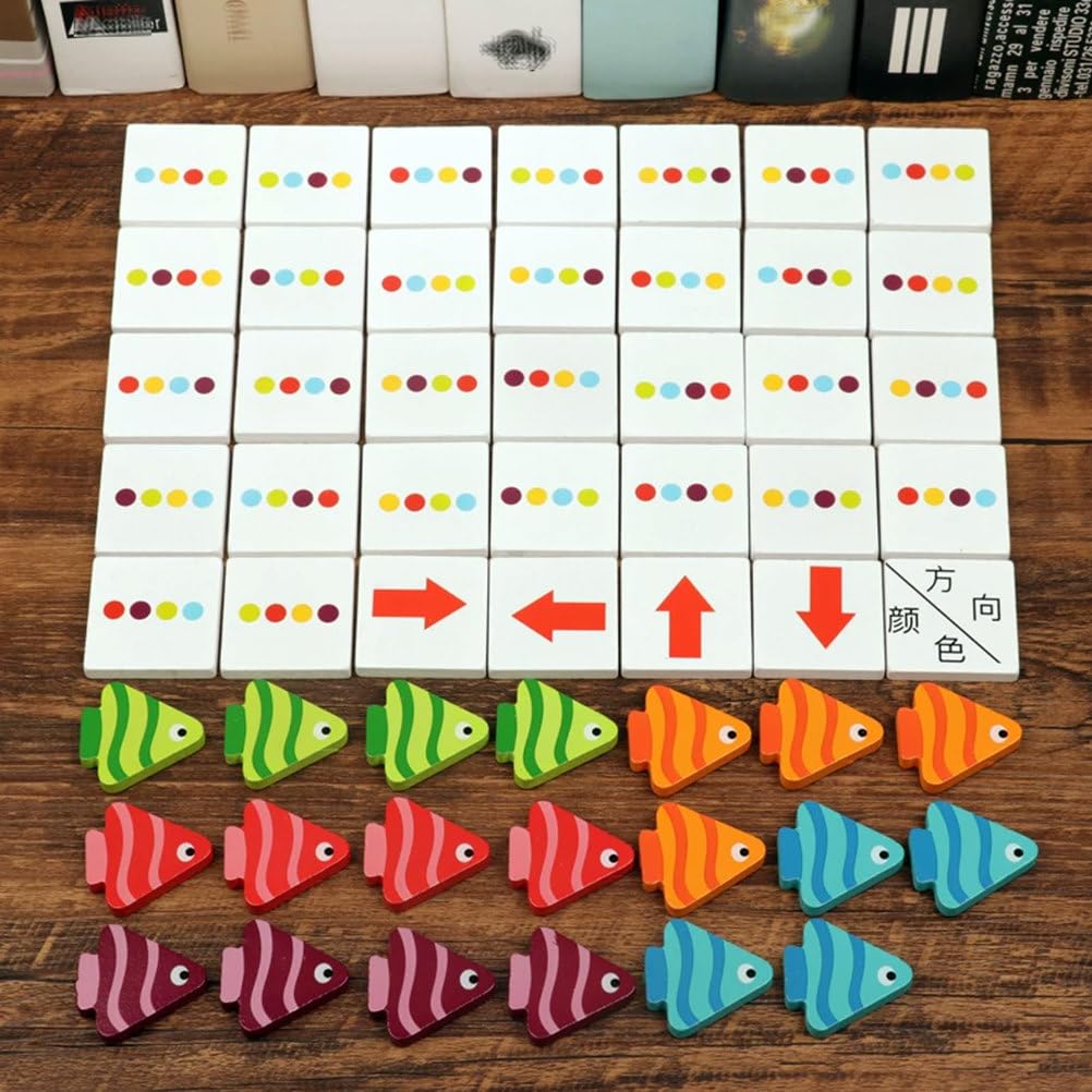 Gioco Puzzle Montessori Abbinamento delle Direzioni Pesci Legno