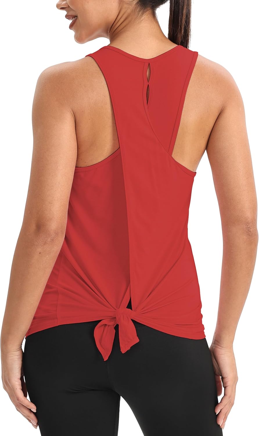 Mippo Workout Tops for Women Open Back Shirts Athletic Gym Clothes Sleeveless Tank Tops Loose Fit