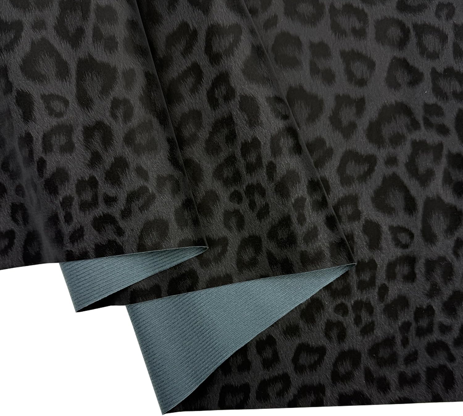 Faux Leather Leopard Roll 32 x 137 cm(12 x 54 inches) Multipurpose Synthetic Faux Leather for DIY Crafts, Earrings, Wallets, Bows, Cosmetic Bags, Handbags - Craft Making Supply (Black)