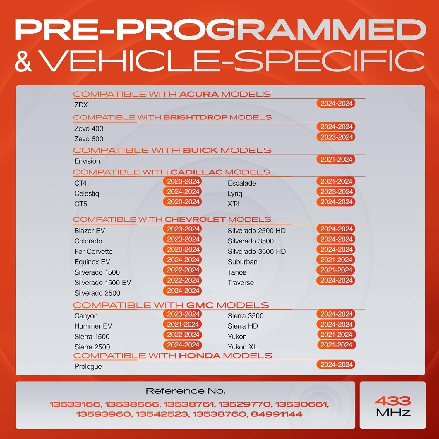 A-Premium 4PCS Pre-Programmed TPMS Sensor Tire Pressure Monitoring Sensor Compatible with Chevy, GMC, Cadillac & More - Colorado, Corvette, Silverado, Equinox, Suburban, Tahoe, Sierra, Yukon - 433MHz