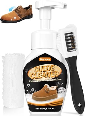 Suede Shoe Cleaner, No-Rinse Suede & Nubuck Cleaner Removes Dirt & Stains, Shoe Cleaning Kit for Suede, Boots, Sneaker