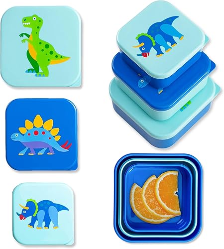 Wildkin Recipientes de alimentos anidables para niños y niñas, perfectos para guardería y preescolar, juego de 3 recipientes de alimentos apilables