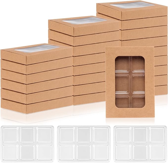 100 PCS Clamshells for Wax Melts 6 Cavity Plastic Mold with