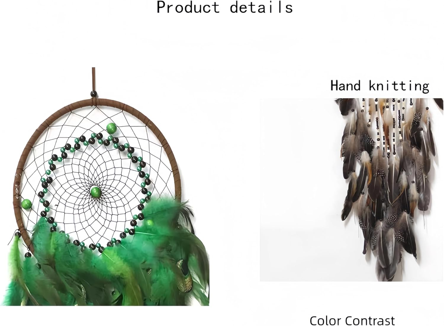 LWDXQQTX-Girl's Green Dreamcatcher - Feather-Woven Decor - Home Decor - Exquisite Wind Chime Ornament - Bearer of Auspicious Wishes (Green2)