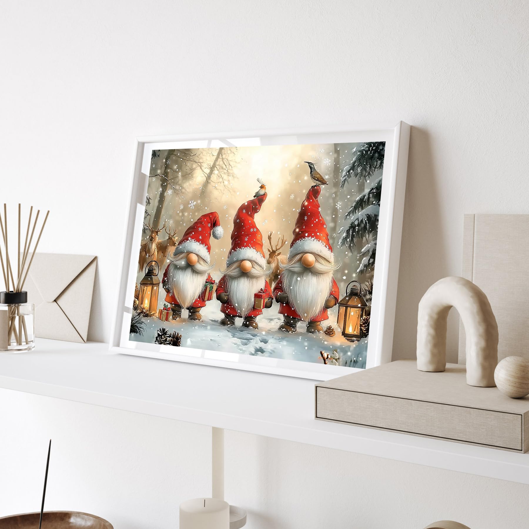 Kit Diamond Painting Noël - Gnome De Noël 40x30 Cm - Peinture Diamant 5D Adulte - Loisir Créatif Anti-stress