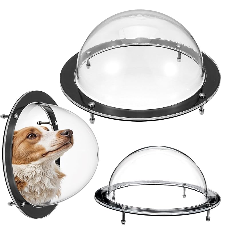 Janela Bolha Transparente para Cerca de Cães e Gatos Pafeooui em Acrílico e PVC, 31,5 x 31,5 x 12,4 cm, Pacote com 2